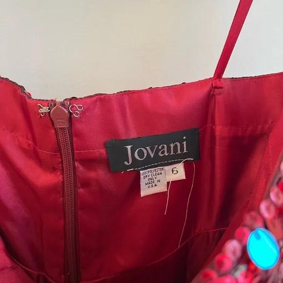 Vintage Jovani Strapless Midi Sequin Dress - Burgundy - Picture 4 of 7